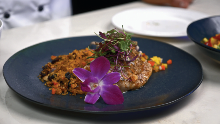 Butterflied King Snapper with Quinoa and Tropical Fruit Salad