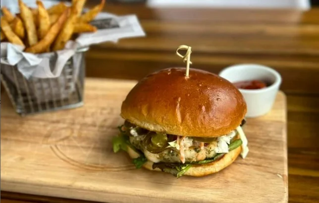 Shrimp Burger on “Let’s Do Brunch” Menu