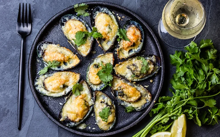 Broiled Mussels with Panko & Pecorino